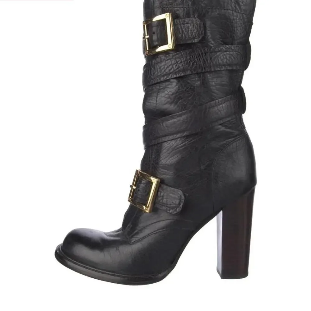 Tory Burch Jaden Black Pebbled Leather Boots